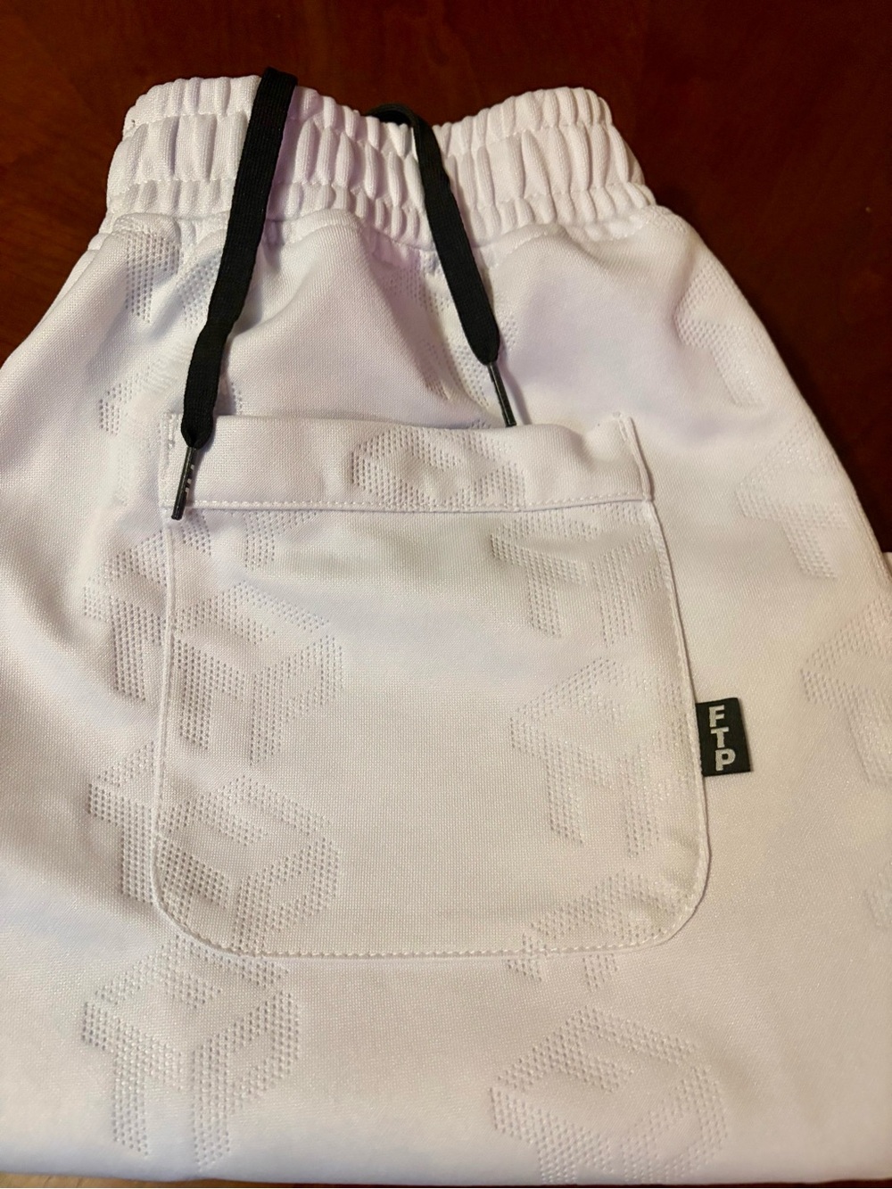 FTP White Athletic Mesh Shorts with Black Logos